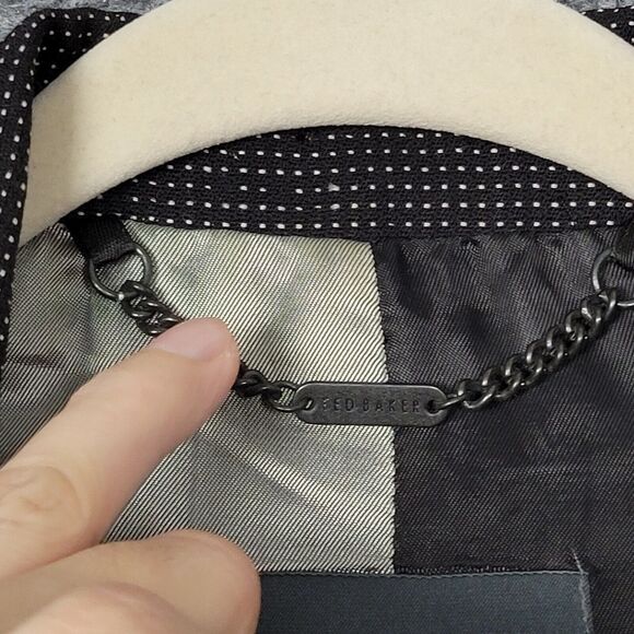 TED BAKER Black Dot 2 Button Lined Long Sleeve Wool Blazer Jacket SIZE 2 US 6 - Picture 5 of 13